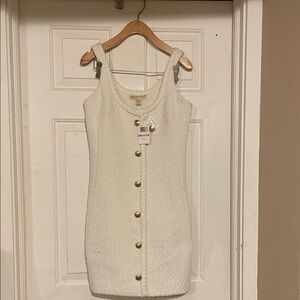 MICHAEL Michael Kors White Textured Sleeveless Dress